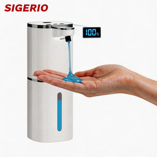 Touchless Automatic Liquid Soap Dispenser - 9 Adjustable Levels, 380Ml/12.8Oz, IR Induction Sensor & Display, Splash-Proof, Transparent, Wall-Mounted or Countertop for Bathroom, Kitchen