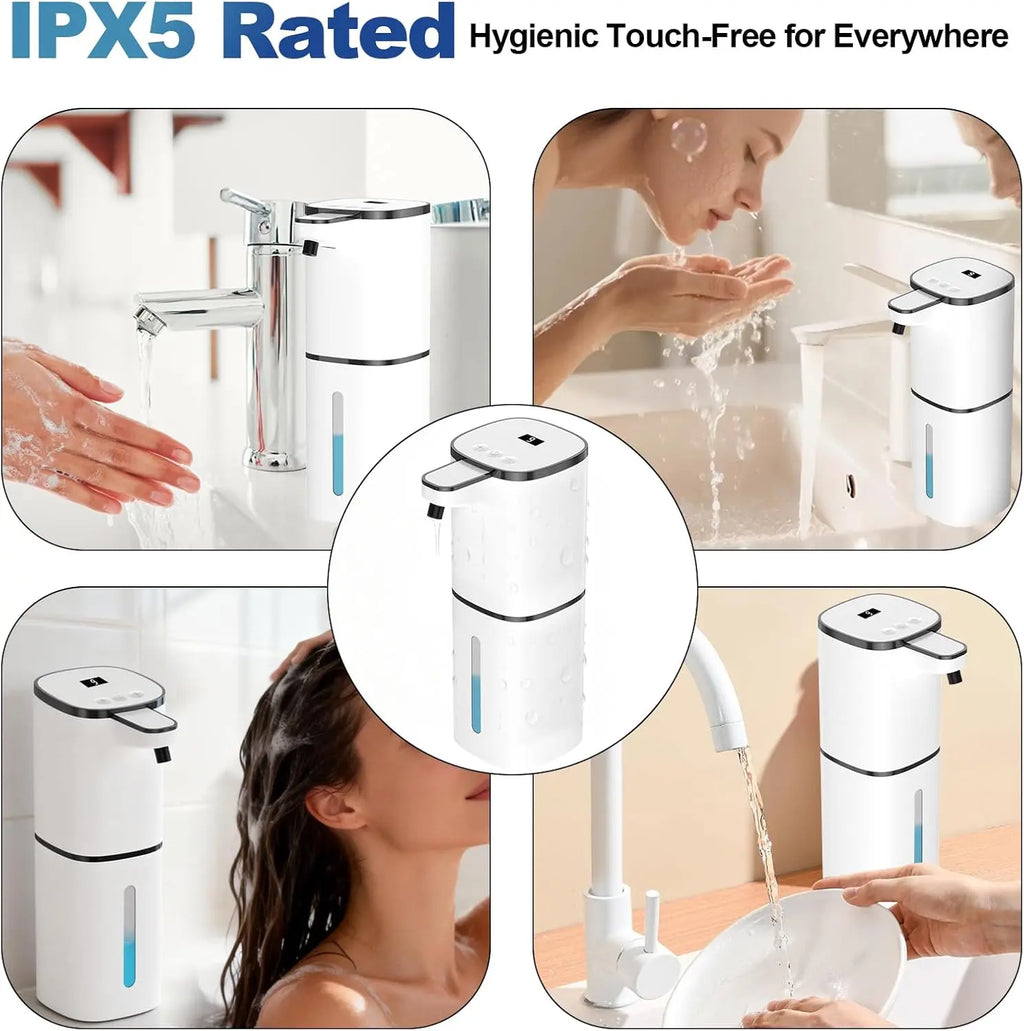 Touchless Automatic Liquid Soap Dispenser - 9 Adjustable Levels, 380Ml/12.8Oz, IR Induction Sensor & Display, Splash-Proof, Transparent, Wall-Mounted or Countertop for Bathroom, Kitchen