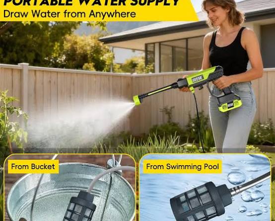 SEESE Cordless Pressure Washer and Single Port Charger Base, Bottle Portable Washer for Car,Home Cleaning & Garden Watering Backtoschool