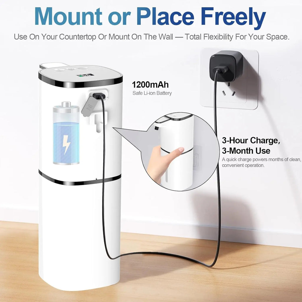 Touchless Automatic Liquid Soap Dispenser - 9 Adjustable Levels, 380Ml/12.8Oz, IR Induction Sensor & Display, Splash-Proof, Transparent, Wall-Mounted or Countertop for Bathroom, Kitchen